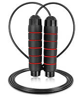 Скакалка тренировочная спортивная скоростная PowerPlay 4210 Power Weighted Jump Rope Черная (2,7m.) GL-55