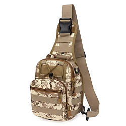 Сумка через плече на 6 л, 28х18х13 см B14, Пісочний піксель/однолямковий тактичний рюкзак/Війний