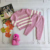 Детский розовый вязаный костюм "FREEDOM" для новорожденных