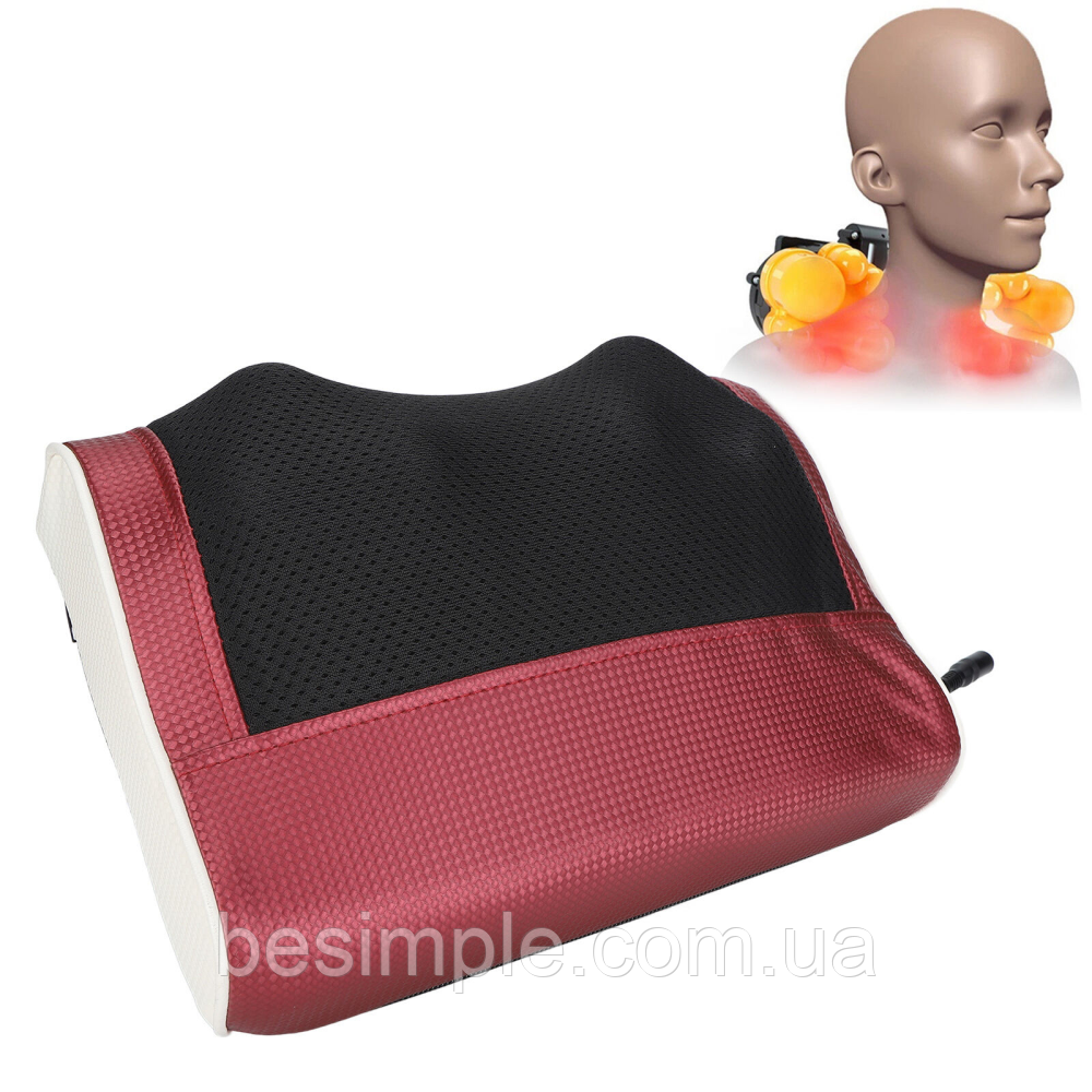 Масажна подушка для спини та шиї 3 режими роботи MASSAGE CUSHION з підігрівом / Роликовий масажер, фото 1