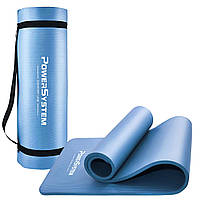 Коврик тренировочный для йоги и фитнеса Power System PS-4017 NBR Fitness Yoga Mat Plus Blue GL-55