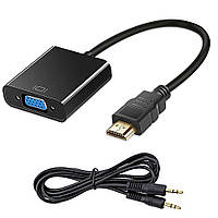 Конвертер HDMI на VGA + аудиовыход / Адаптер переходник для монитора / Видеокабель