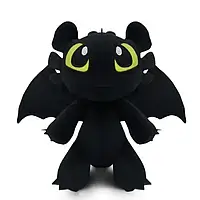 Детская плюшевая игрушка Дракон Беззубик 30см, мультяшная игрушка Ночная Фурия, Черный