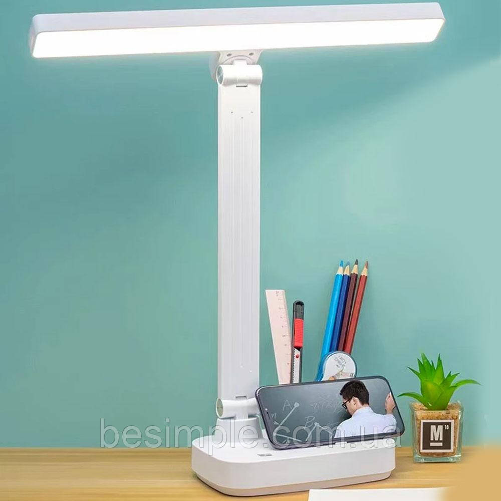 Настільна сенсорна акумуляторна LED-лампа 48LED, 5W, 1963 / Світлодіодна лампа на акумуляторі для навчання, фото 1