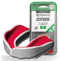 Капа для бокса защитная боксерская защита для единоборств MAKURA Ingis взрослая White/Red GL-55