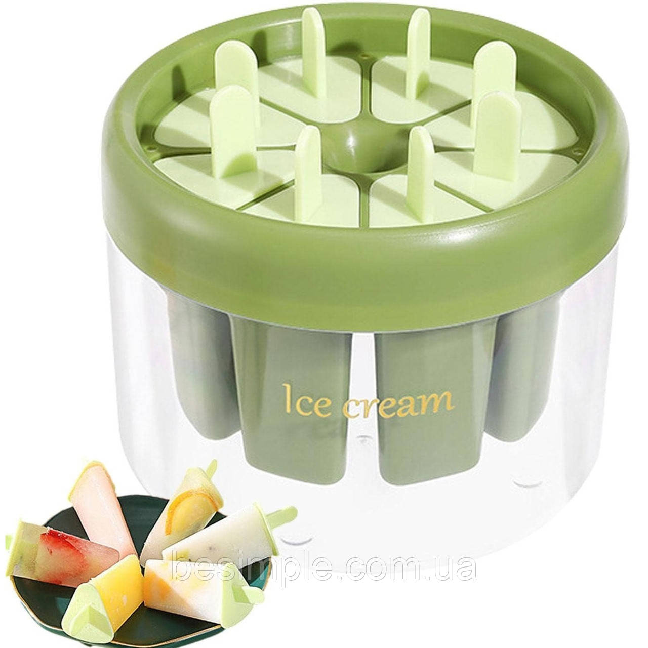 Форма для мороженного ICE CREAM MOLD, Зеленая / Мороженица с отсеком для воды / Формочки для эскимо, фото 1