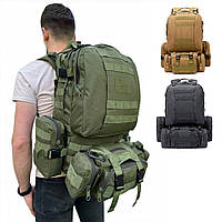 Тактический рюкзак на 50л (50х30х22 см) Олива, US Army M12 / Туристический рюкзак с подсумками Molle