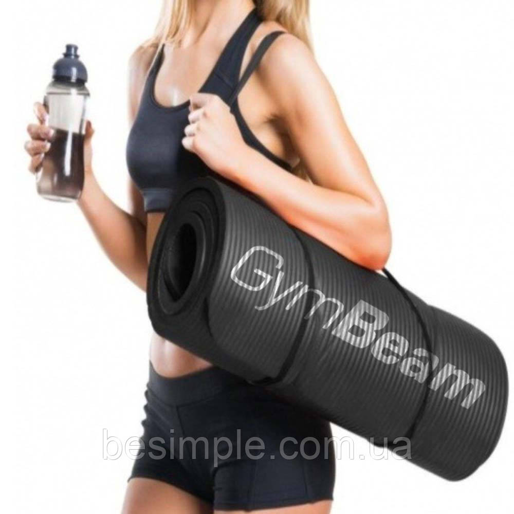 Килимок для фітнесу Yoga Mat Black - GymBeam, 180x61x1см / Килимок для йоги та тренувань / Гімнастичний килимок