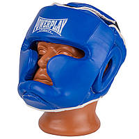 Боксерский шлем тренировочный закрытый спортивный для бокса PowerPlay PU Синий S VE-33