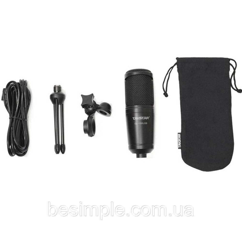 Студийный USB микрофон с треногой GL100 / Микрофон для стрима / Конденсаторный микрофон / Микрофон для озвучки - фото 8 - id-p1938514944
