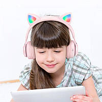 Навушники накладні зі світлодіодною підсвіткою Вушка світні для дітей cat vzv-23m YHW