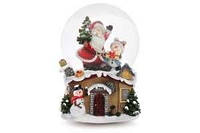 Декоративна водяна музична куля Санта та сніговик 15,5 см