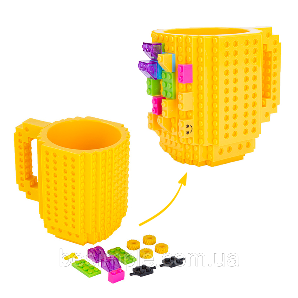 Кухоль — конструктор LEGO (350 мл) Жовтий/Чашка конструктор у стилі Лего