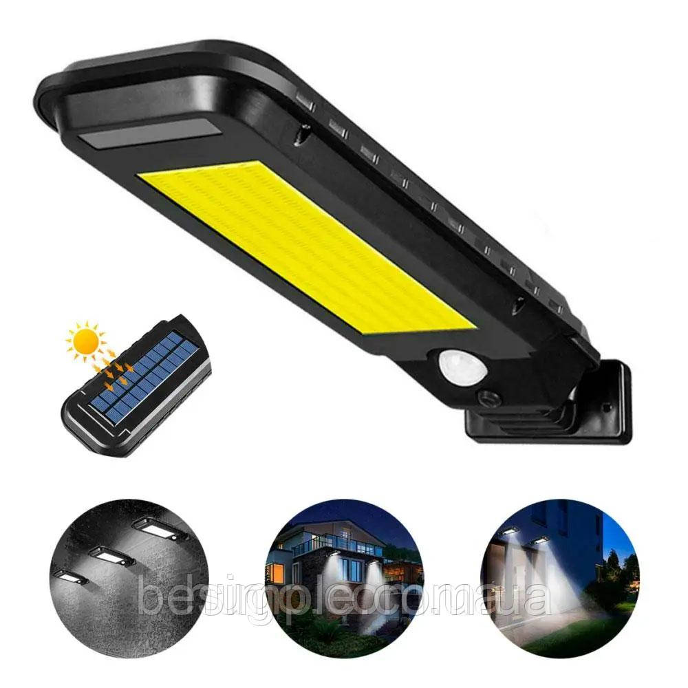 Вуличний прожектор 210A/T210B, 210 LED, з сонячною панеллю та датчиком руху / Світильник-ліхтар на стовп, фото 1