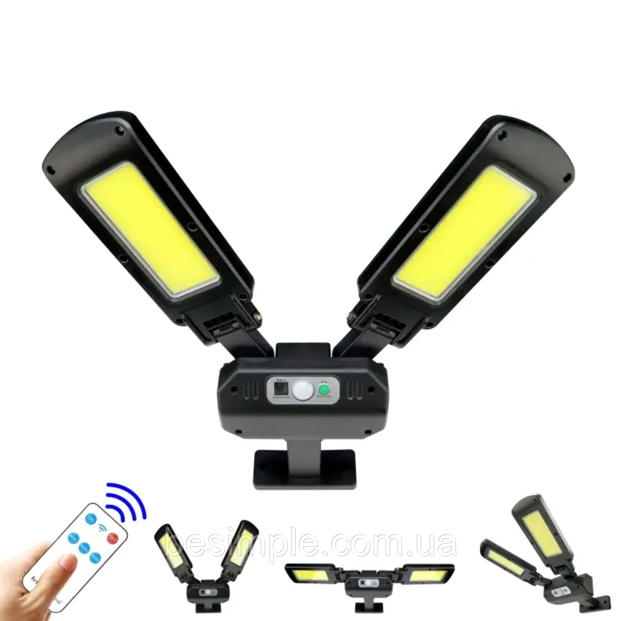 Вуличний світильник-ліхтар 200 LED, з сонячною панеллю та датчиком руху SR-913 + Пульт / Ліхтар-прожектор