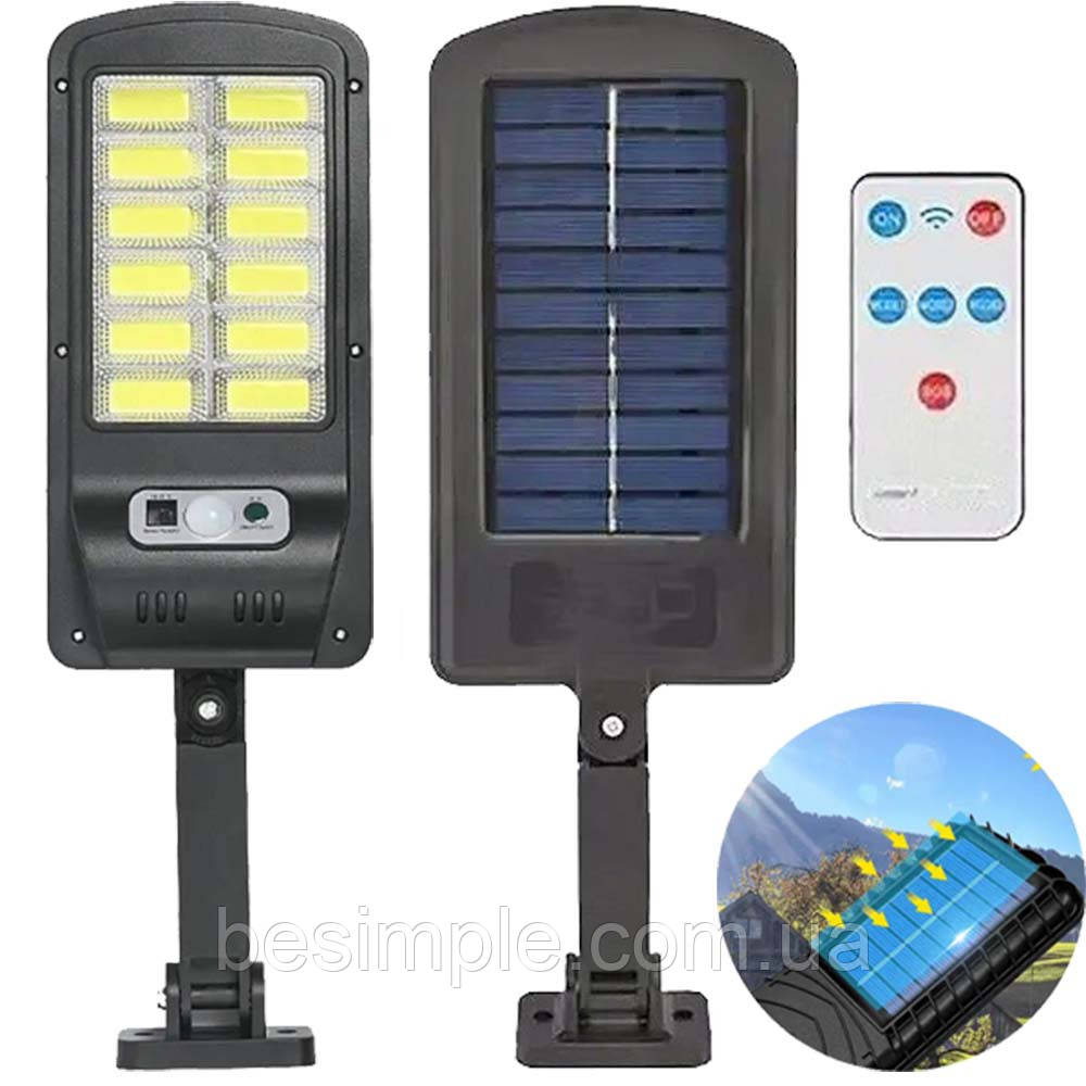 Вуличний ліхтар на сонячній батареї BK-128B-12COB, з пультом / LED світильник із сонячною панеллю, фото 1