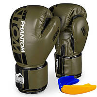 Боксерські рукавиці спортивні тренувальні для бокса Phantom  Army Green 16 унцій (капа в подарунок) KU-22