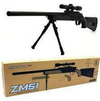 Детская снайперская винтовка CYMA ZM51 металл/пластик, Игрушечный автомат с пульками и лазерным прицелом
