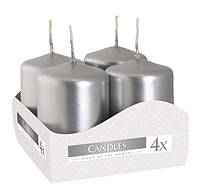 Набор свечей цилиндрических парафиновых ароматических 4 шт. цилиндр Серебряный металлик и (sw40/60-271) GL-55