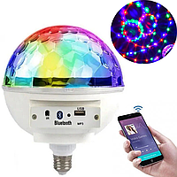 Диско-шар в патрон RGB 997 / Диско лампа с блютузом для вечеринок / Мини светомузыка в E27