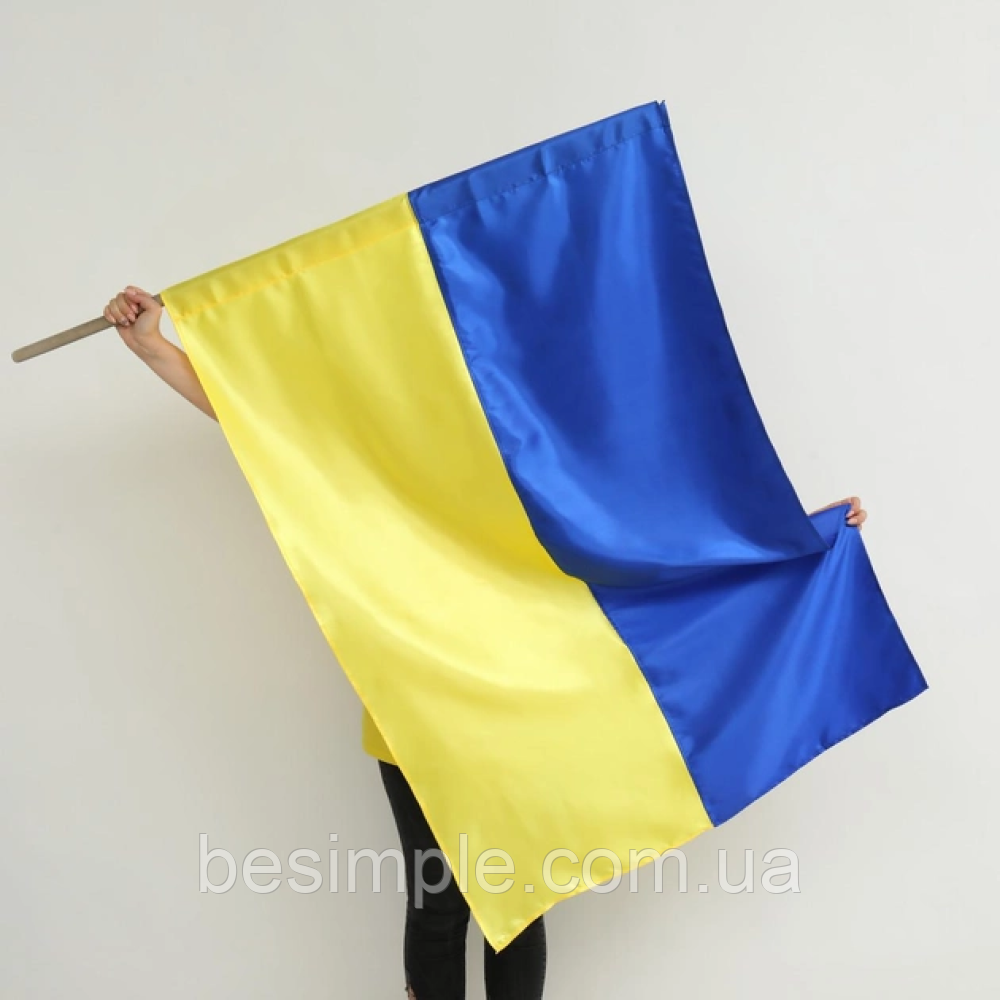Флаг Украины 135х90 см / Атласный Украинский флаг / Большой флаг Украины - фото 7 - id-p1938533629