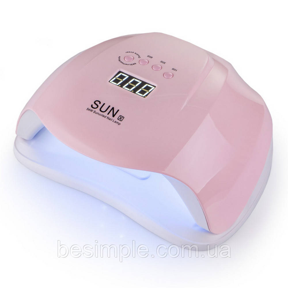 Лампа для манікюру SUN X, 54 Вт, Рожева/LED+UV Лампа для нігтів/ Лампа для гель лаку