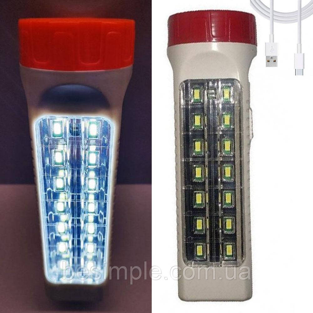 Ліхтар-прожектор 2в1 PT-238, з USB-зарядкою та боковою лампою / Потужний ручний LED ліхтарик, фото 1