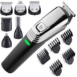 Машинка для стрижки волосся 6в1 KM-5900 / Акумуляторний триммер з насадками / Тример для бороди