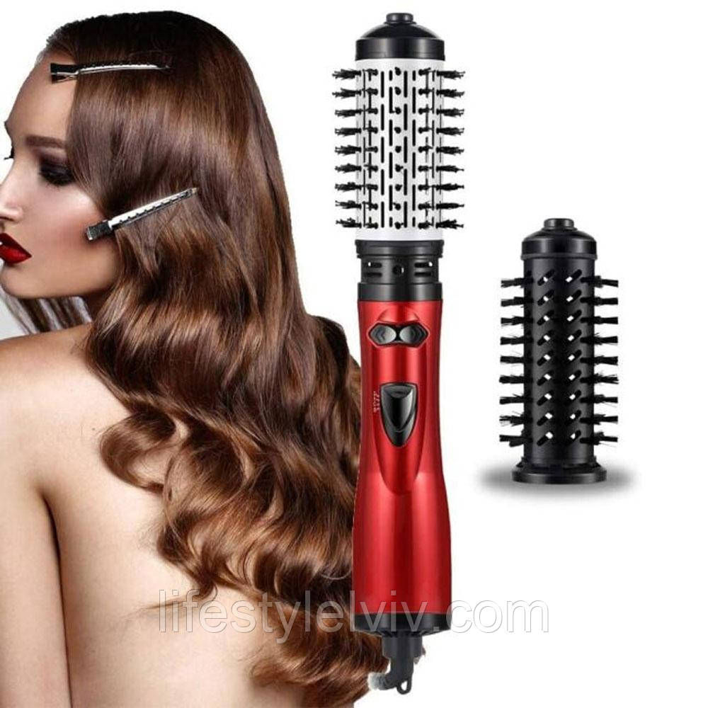 Фен-стайлер для волосся Shiny Beauty 2в1, 800 Вт, Червоний / Професійний фен гребінець для укладання волосся