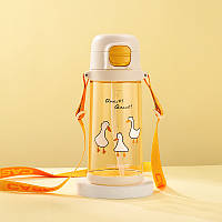 Бутылка спортивная для воды пластиковая CASNO 690 мл KXN-1219 Оранжевая (гуси) с соломинкой KU-22