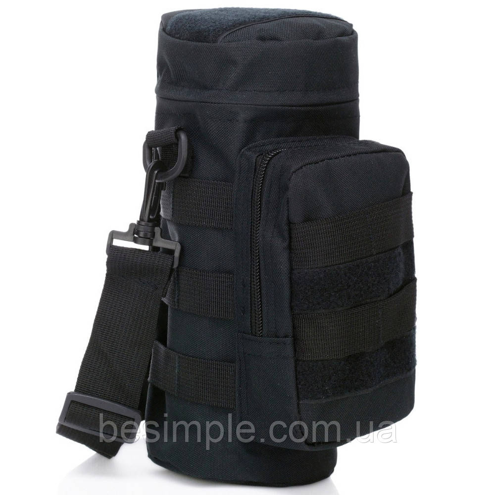 Сумка тактична, 27х12х12см, із системою Molle A36, Чорна / Сумка-чохол для пляшки / Підсумок для термоса