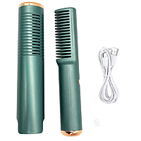 Электрическая расческа выпрямитель с USB, HAIR COMB LY-297, Зеленая / Щетка для выпрямления и укладки волос