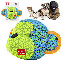 Мягкая игрушка Обезьяна (16x10 см) для собак, WAUDOG Fun, Голубая / Игра со звуком для собачек и щенят