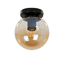 Потолочный светильник шар d-150мм с коричневым плафоном на одну лампу Е27 Levistella 756XPR150F-1 BK+BR