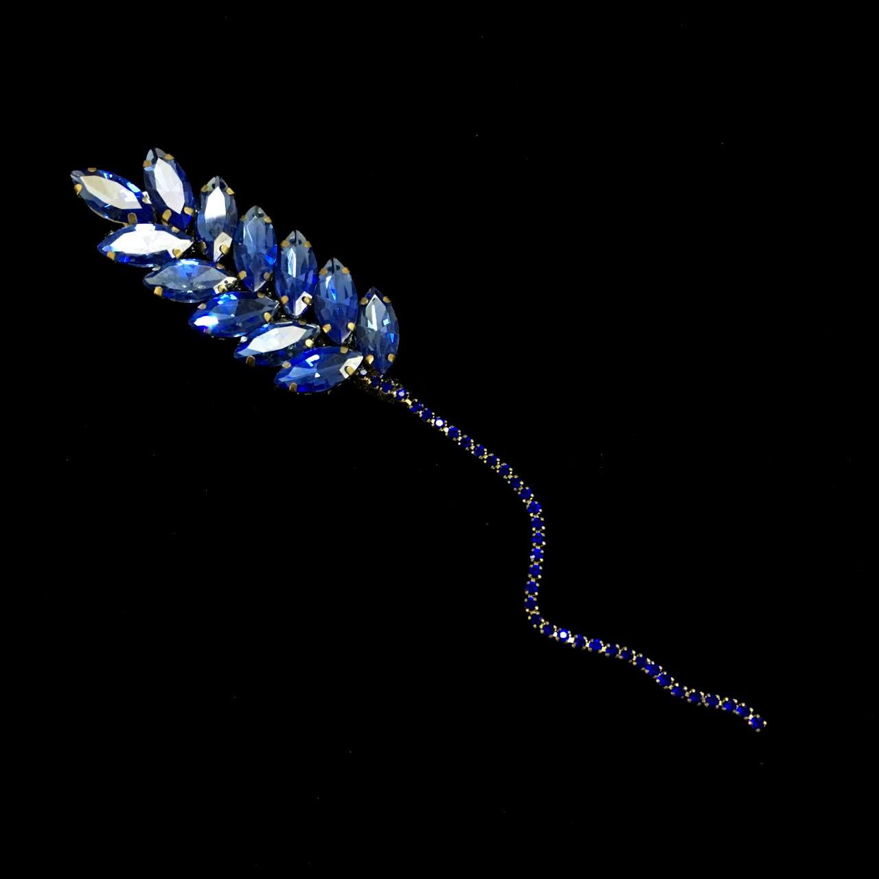 Брошка  "Колосок" одінарний,1шт ( Saphire)