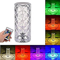 Настольная LED лампа с RGB и USB (21х9 см), Crystal Rose Ambience / Аккумуляторный ночник с пультом