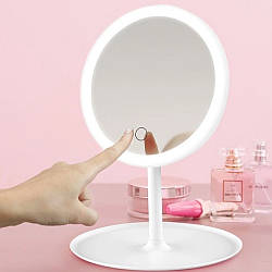 Настільне дзеркало з підсвіткою LED, від USB, Біле / Косметичне дзеркало / Дзеркало для макіяжу