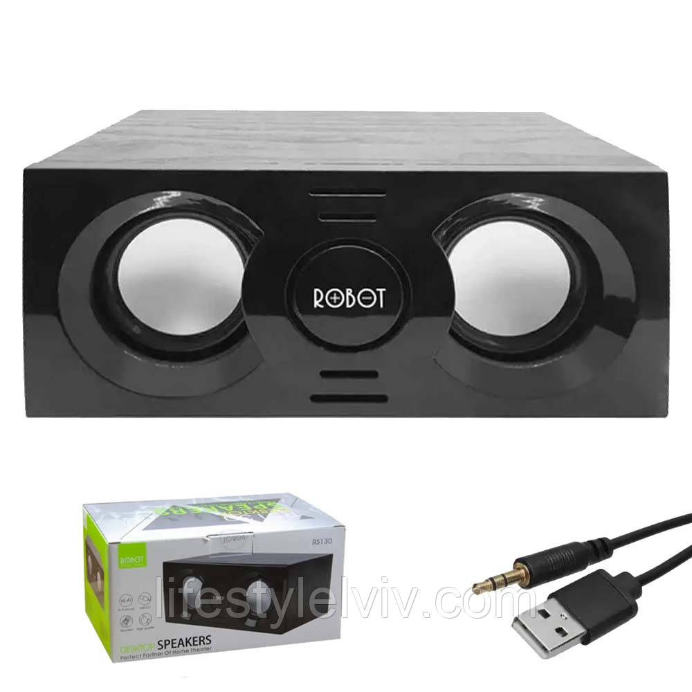 Колонка комп'ютерна від USB, RS130 / Акустика для ПК / Маленькі колонки для комп'ютера
