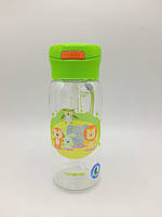 Бутылка спортивная для воды пластиковая CASNO 400 мл KXN-1195 Зеленая (Малыши-зверюшки) с соломинкой KU-22