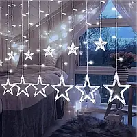 Гирлянда Штора Звезды 3х1 м, 120 LED, 220V Белая / Светодиодная новогодняя гирлянда на окно