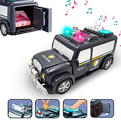 Електронна скарбничка "Машина Money Transporter", на батарейках / Дитяча скарбничка-сейф з кодом