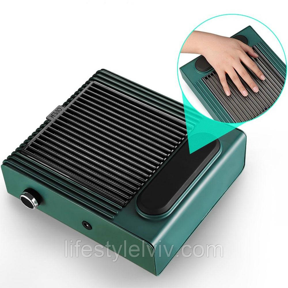 Витяжка для манікюру Bucos Cyclone V1 100 W з НЕРА фільтром, Зелена/Настільна манікюрна витяжка, фото 1