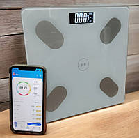 Весы напольные смарт с приложением и Bluetooth на телефон до 180 кг с датчиком температуры стеклянные Scale On