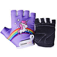 Велоперчатки детские спортивные велосипедные перчатки для езды на велосипеде 001 Единорог фиолетовые 2XS GL-55