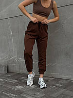 Спортивные штаны женские осенние весенние Lina коричневые | Брюки трикотаж весна осень лето ЛЮКС качества