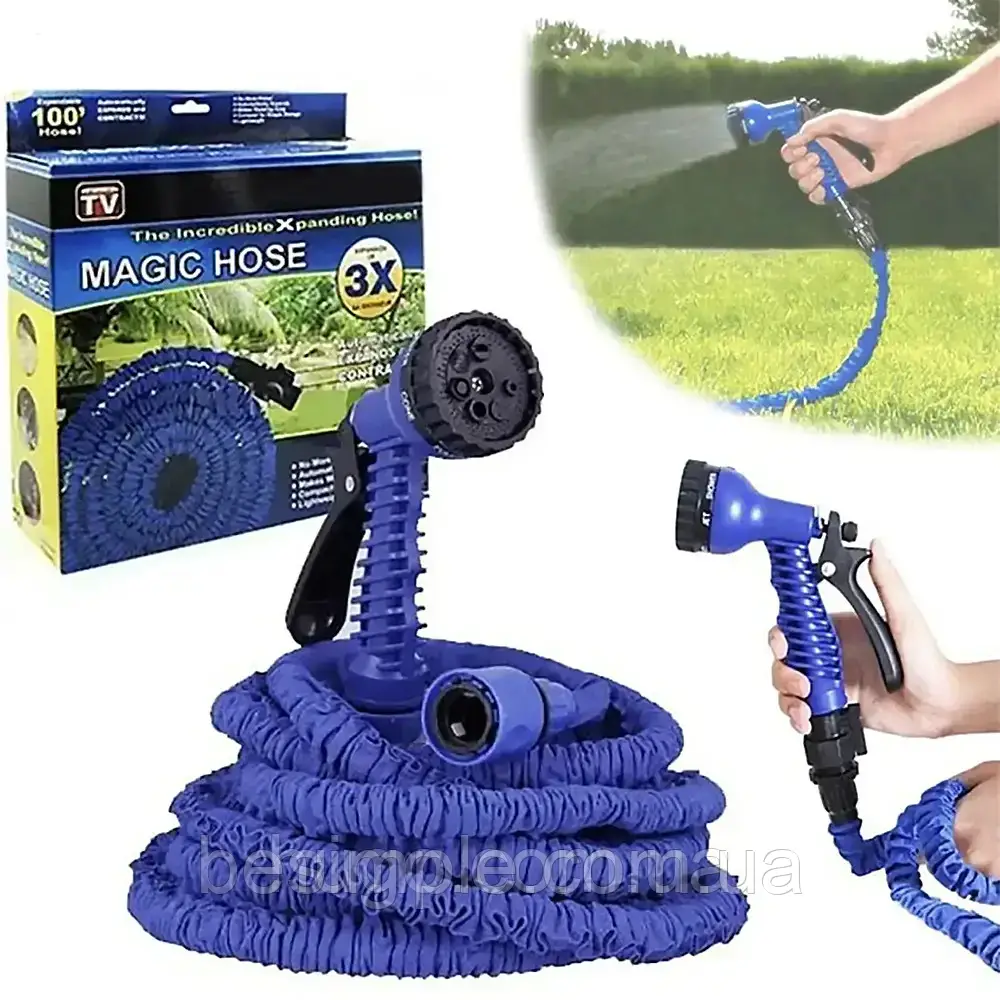 Садовий шланг для поливу посилений 7,5м, 15м, 22,5м, 30м, 37,5м, 45м, 52,5м, 60м, 75м V-HOSE PRO + розпилювач, фото 1