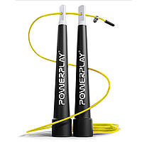 Скакалка тренировочная спортивная скоростная PowerPlay 4202 Ultra Speed Rope Желтая (2,9m.) VE-33