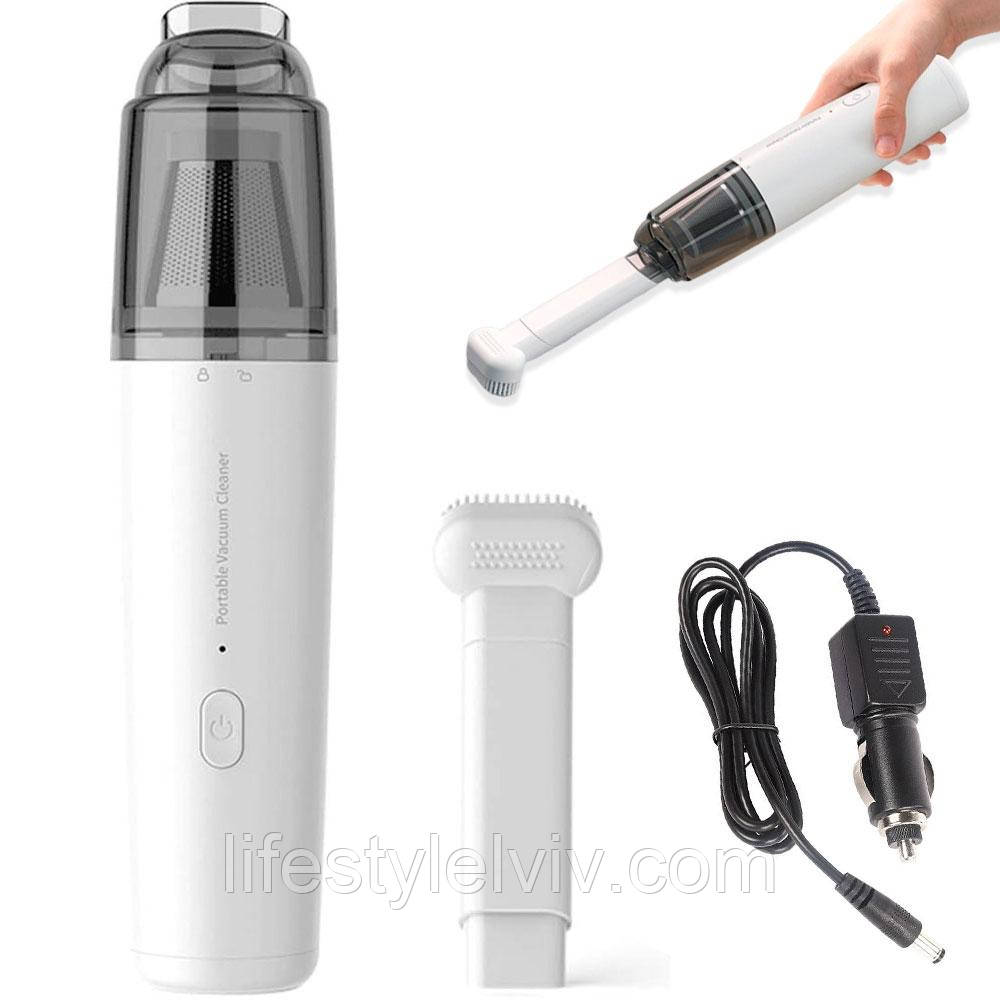 Автомобільний пилосос 100W Vacuum Cleaner + насадка / Ручний бездротовий пилосос для дому та авто