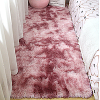 Прикроватный пушистый коврик травка антискользящий 90 х 140 см Светло фиолетовый