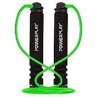 Скакалка тренувальна спортивна для фітнесу PowerPlay 4205 Classic Plus Jump Rope Зелена (2,7m.) KU-22